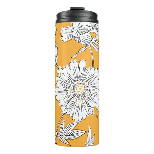 Handgezeichnete abstrakte Blume. Zugkraft Thermosbecher (Vorderseite)