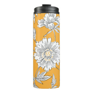 Handgezeichnete abstrakte Blume. Zugkraft Thermosbecher
