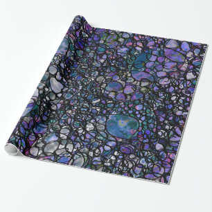 Handgezeichnete abstrakte Kreise, Blau, Lila, Schw Geschenkpapier