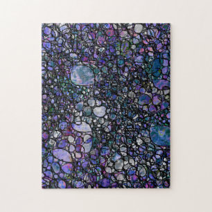 Handgezeichnete abstrakte Kreise, Blau, Lila, Schw Puzzle