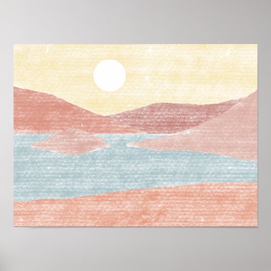 Handgezeichnete Abstrakte Landschaft Poster (Vorne)