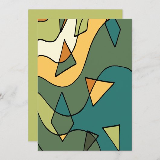 Handgezeichnete abstrakte Vintage Hals-Krawatte Einladung (Vorne/Hinten)