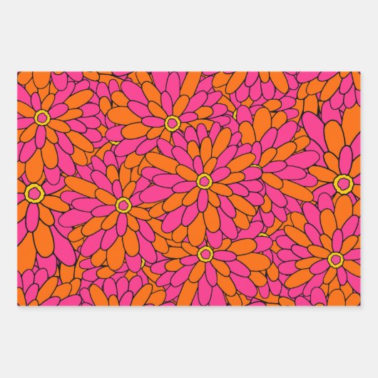 Handgezeichnete Abstrakte Zinnia-Muster Geschenkpapier Set (Vorderseite 2)