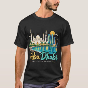 Handgezeichnete Abu Dhabi UAE Reise Kunst Landmark T-Shirt