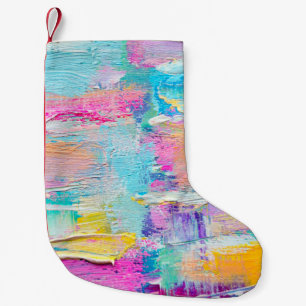 Handgezeichnete Acrylmalerei. Abstrakte Kunst Kleiner Weihnachtsstrumpf