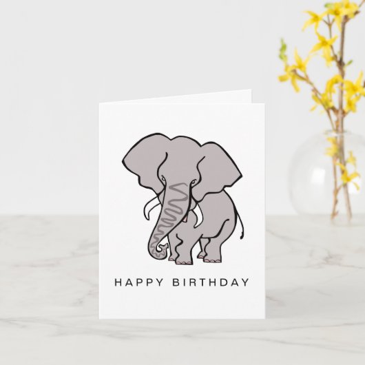 Handgezeichnete afrikanische ELEPHANT - Wildtiere Karte (Gelbe Blume)