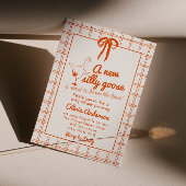 Handgezeichnete Alberne Gänse Gingham Ribbon Babyd Einladung