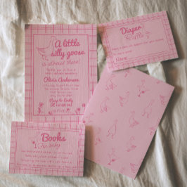 Handgezeichnete Alberne Gänse Kinderdusche Einladung