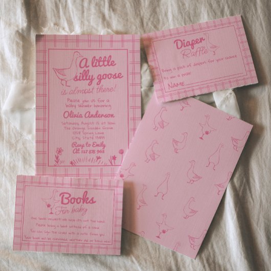 Handgezeichnete Alberne Gänse Kinderdusche Einladung