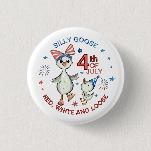Handgezeichnete Alberne Mama Goose 4. Juli Schaltf Button (Vorderseite)