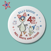 Handgezeichnete Alberne Mama Goose 4. Juli Schaltf Button