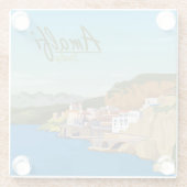 Handgezeichnete Amalfi Italien Landschaftslandscha Glasuntersetzer (Rückseite)