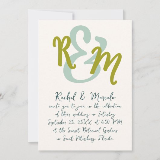 Handgezeichnete Ampersand-Initialen Hochzeit Einladung (Vorderseite)