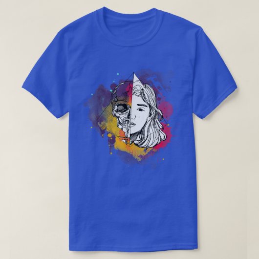 Handgezeichnete Anime-Skelita mit Farbschlauch T-Shirt (Design vorne)