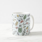 Handgezeichnete Apotheken-Doodle-Tasse | Moderne W Kaffeetasse (VorderseiteRechts)