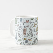 Handgezeichnete Apotheken-Doodle-Tasse | Moderne W Kaffeetasse (Vorderseite Links)