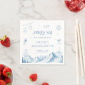 Handgezeichnete Apres Aki Winter Junggesellinnenab Serviette (Beispiel)