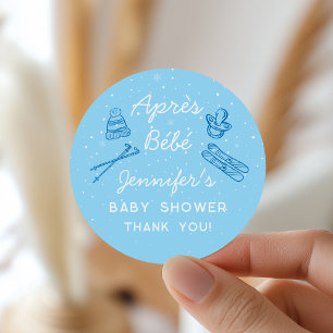 Handgezeichnete Après Bébé Après-Ski-Junge-Baby-Pa Runder Aufkleber