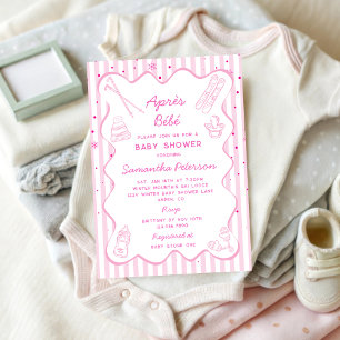 Handgezeichnete Apres Bebe Apres Ski Mädchen Baby  Einladung