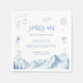 Handgezeichnete Après-Ski-Winter-Junggesellinnenpa Serviette (Vorderseite)