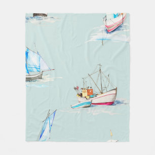 handgezeichnete Aquarellbilder für Segelboote Fleecedecke