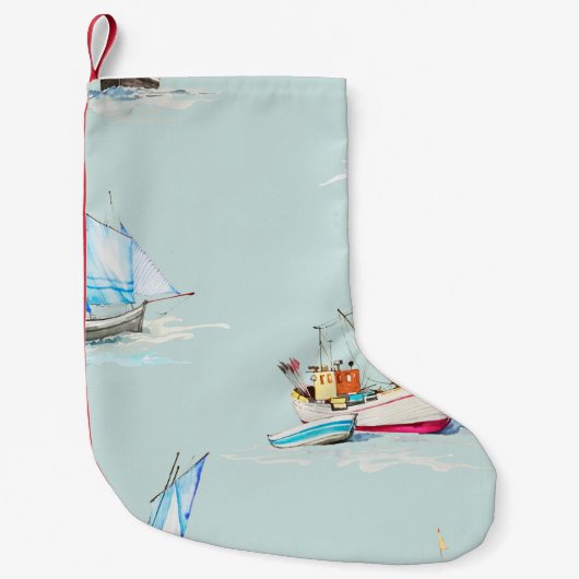 handgezeichnete Aquarellbilder für Segelboote Kleiner Weihnachtsstrumpf (Vorderseite)