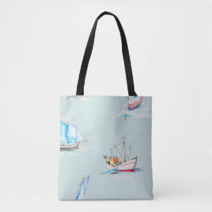 handgezeichnete Aquarellbilder für Segelboote Tasche