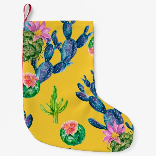 Handgezeichnete Aquarellbilder mit Kaktus und Kleiner Weihnachtsstrumpf (Vorderseite)