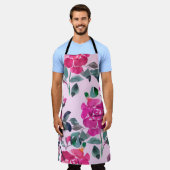 Handgezeichnete Aquarellfarben opulente Rose. Naht Schürze (Getragen)