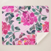 Handgezeichnete Aquarellfarben opulente Rose. Naht Sherpadecke (Vorderseite (Horizontal))