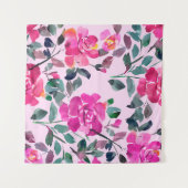 Handgezeichnete Aquarellfarben opulente Rose. Naht Wandteppich (Vorderseite (Horizontal))