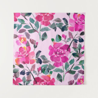 Handgezeichnete Aquarellfarben opulente Rose. Naht Wandteppich