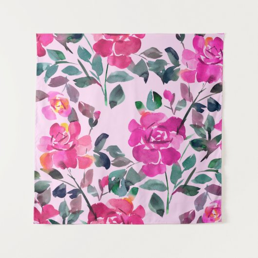 Handgezeichnete Aquarellfarben opulente Rose. Naht Wandteppich (Vorderseite)