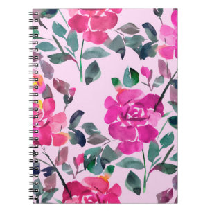 Handgezeichnete Aquarellfarben-Rose. Naht Notizblock