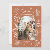 Handgezeichnete Arch Foto Weihnachtskarte Feiertagskarte (Vorderseite)