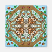 Handgezeichnete Art Owl Mandala Magnet (Vorne)