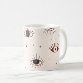 Handgezeichnete Augen Mystisches Nahtloses Muster. Kaffeetasse (VorderseiteRechts)