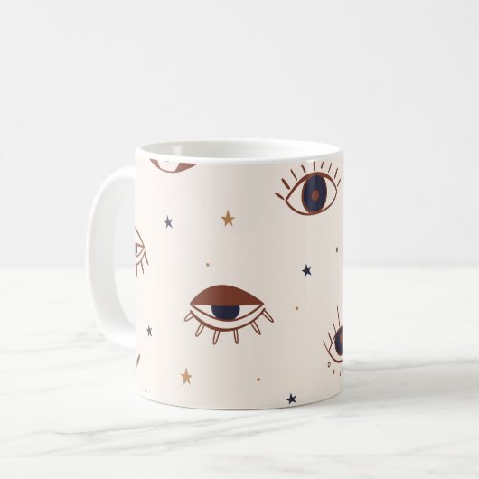 Handgezeichnete Augen Mystisches Nahtloses Muster. Kaffeetasse (Vorderseite Links)