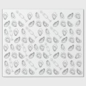 Handgezeichnete Austern Champagne Nautical Coastal Geschenkpapier (Flach)