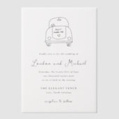 Handgezeichnete Autodoodle Moderne Hochzeit Pergament Einladungen (Vorderseite)