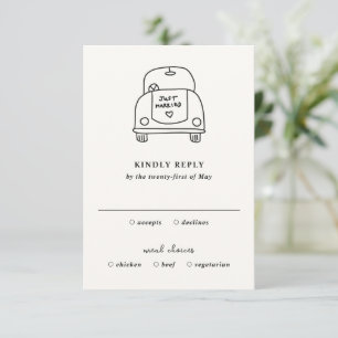 Handgezeichnete Autodoodle Moderne Hochzeit RSVP Karte