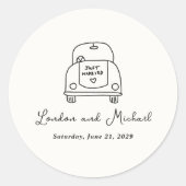 Handgezeichnete Autodoodle Moderne Hochzeit Runder Aufkleber (Vorderseite)