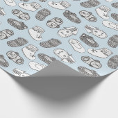 Handgezeichnete Baby-Hintern Blaues Muster Geschenkpapier (Ecke)