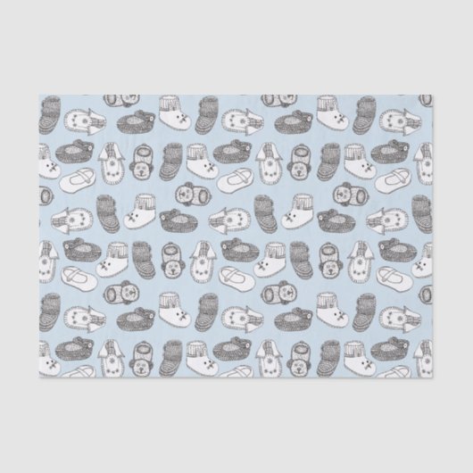 Handgezeichnete Baby-Hintern Muster Pastellblau Seidenpapier (Vorderseite)