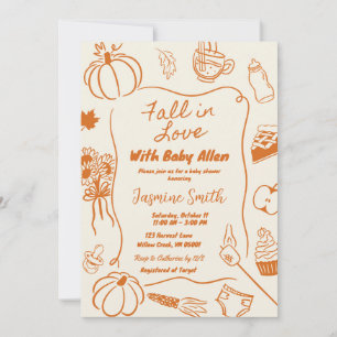 Handgezeichnete Baby Shower 'Verliebe dich' Einladung