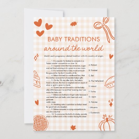 Handgezeichnete Baby-Traditionen rund um das Welts Einladung (Vorderseite)