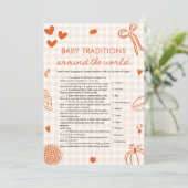 Handgezeichnete Baby-Traditionen rund um das Welts Einladung (Stehend Vorderseite)