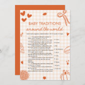 Handgezeichnete Baby-Traditionen rund um das Welts Einladung (Vorne/Hinten)