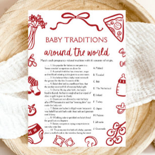 Handgezeichnete Baby-Traditionen rund um das Welts Einladung