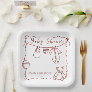 Handgezeichnete Babykleidung Baby-Party  Pappteller